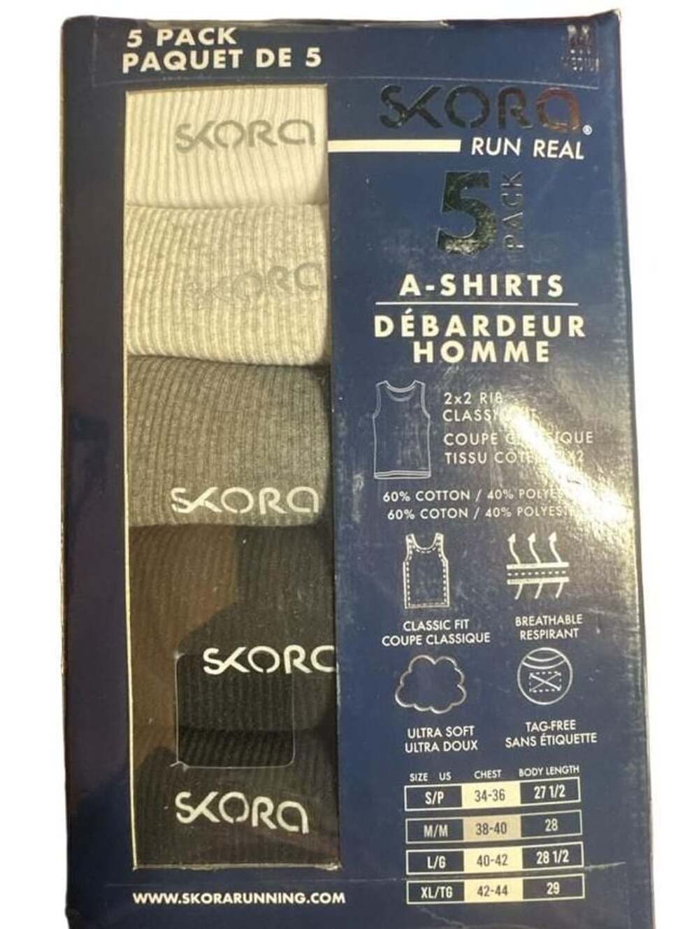 SKORA A-Shirts Size Medium 5 Pack Classic Fit